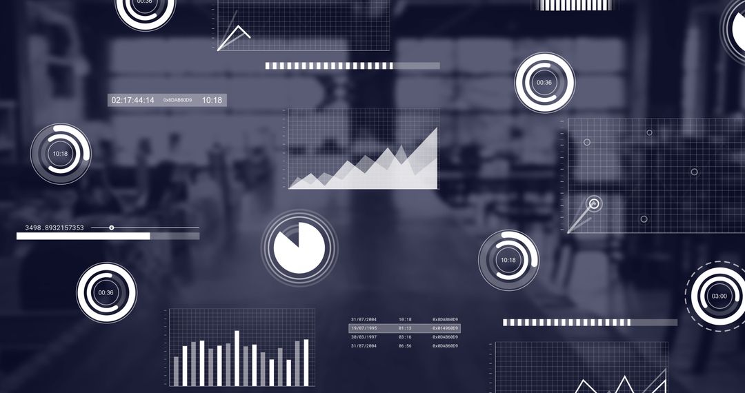 Digital Data Analysis Overlay in Modern Office Environment