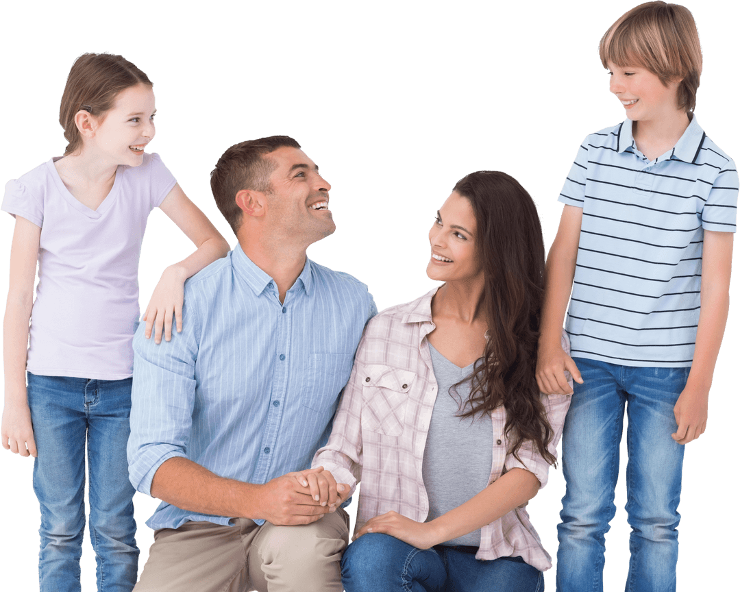 Transparent Happy Family Bonding and Smiling Together