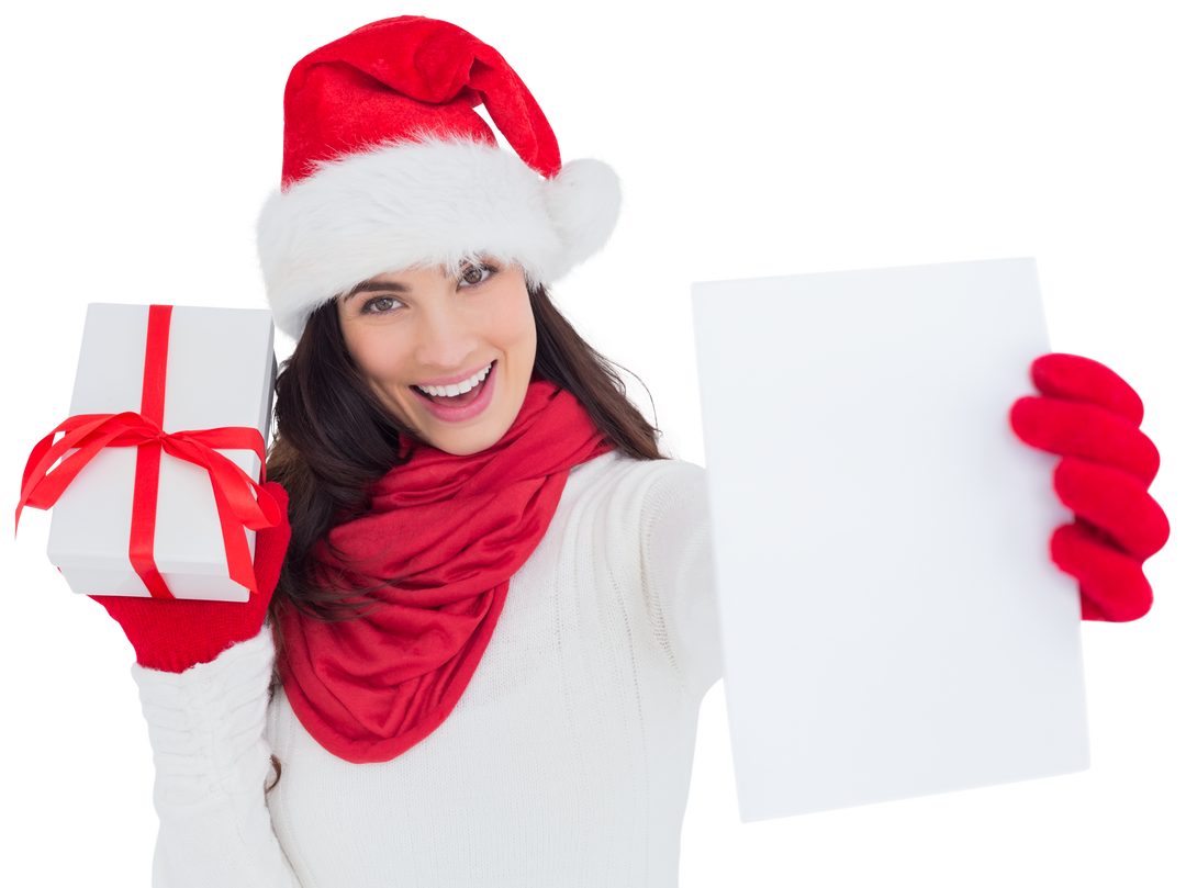 Woman Holding Christmas Gift And White Sheet, Transparent Background - Download Free Stock Images Pikwizard.com