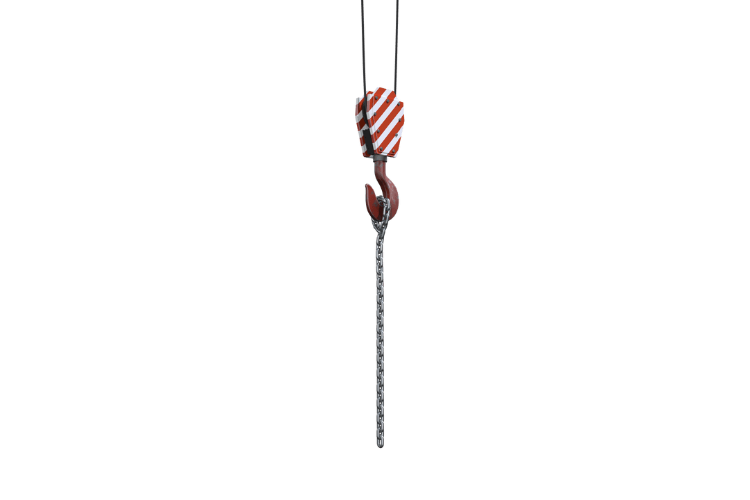 Transparent Crane Hook and Chain Isolated on Black