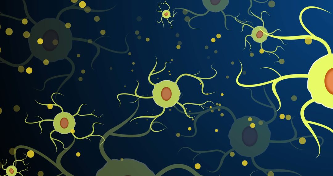 Digital Illustration of Nerve Cells on Dark Background