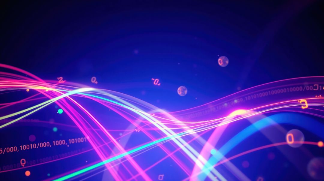Futuristic Neon Light Trails in Digital Space