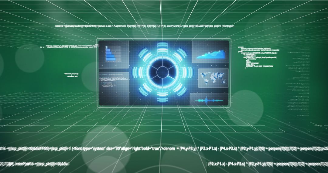 Futuristic Tech Interface Display with Data Simulations