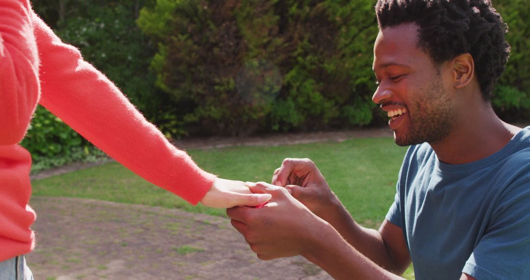 Marriage Proposal in Garden Setting