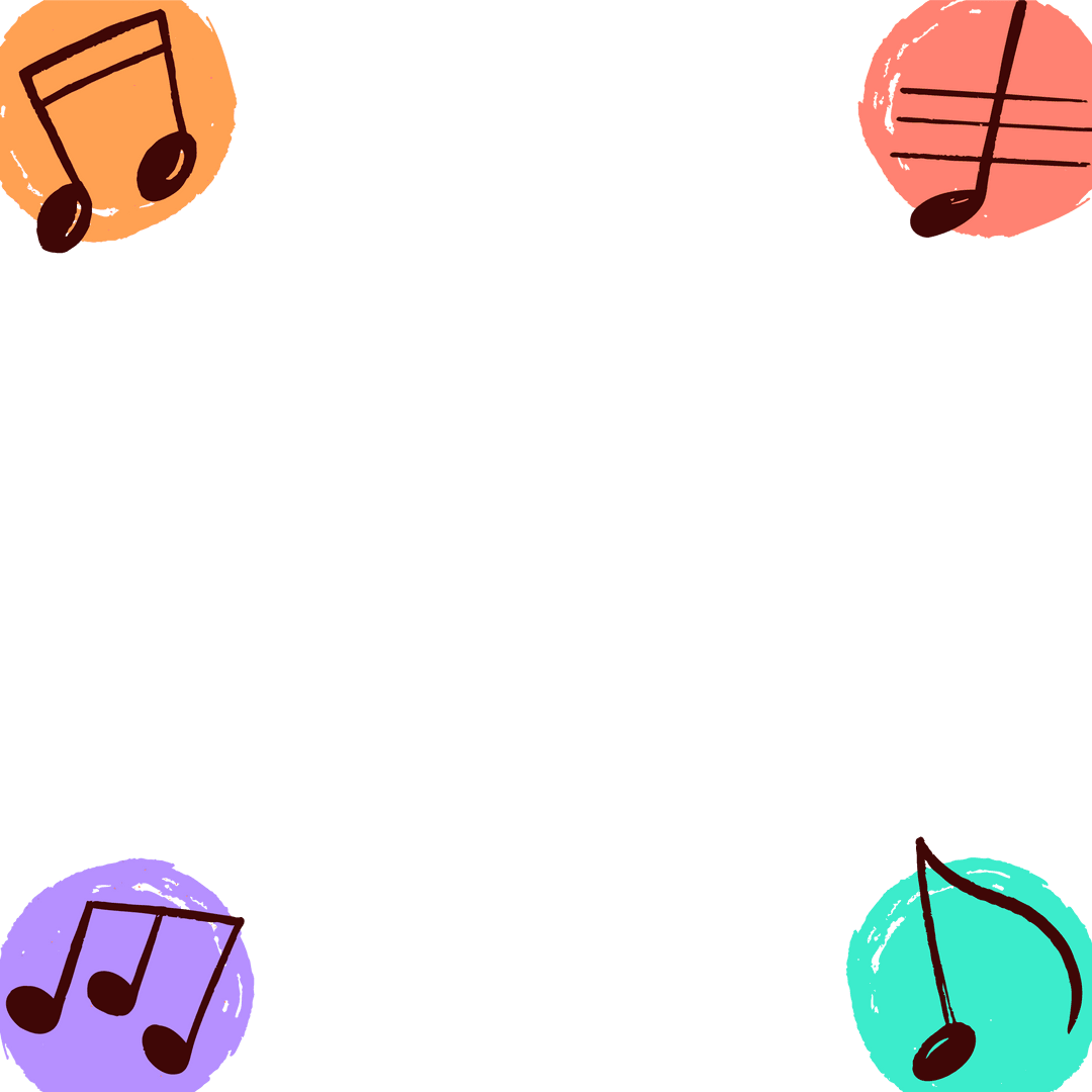 Colorful Musical Note Icons on Transparent Background