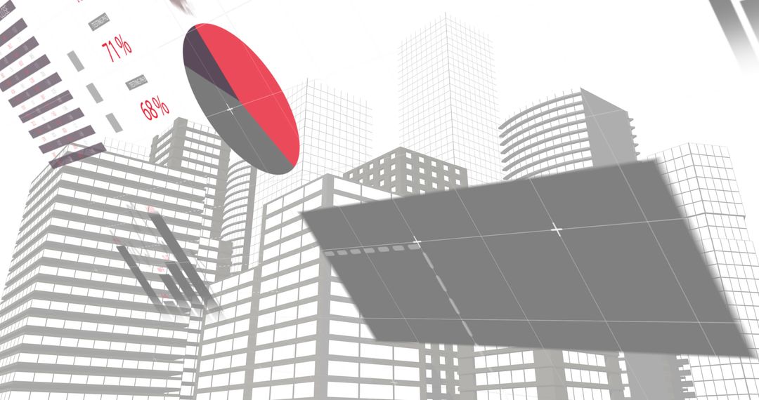 Cityscape with Financial Data Concepts and Digital Interface
