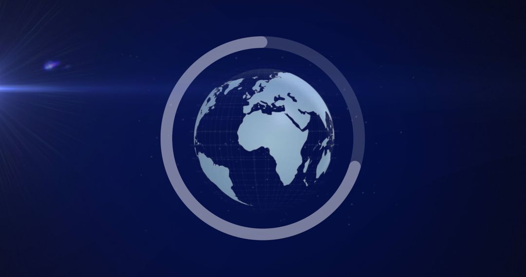 Digital Globe with Technology Interface Over Blue Background