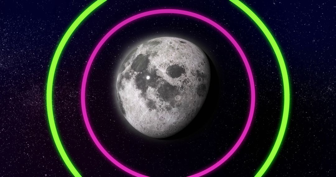 Creative Space Surreal Moon with Neon Geometry