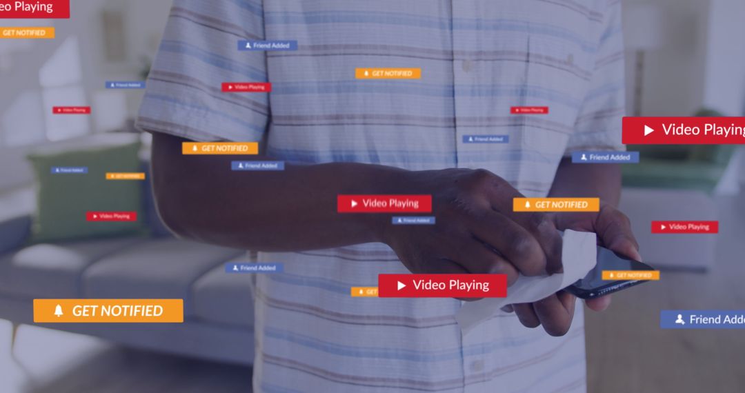 Digital Interaction Icons Hovering Near Smartphone