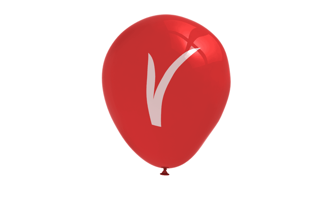 Red Balloon with Approval Checkmark on Transparent Background
