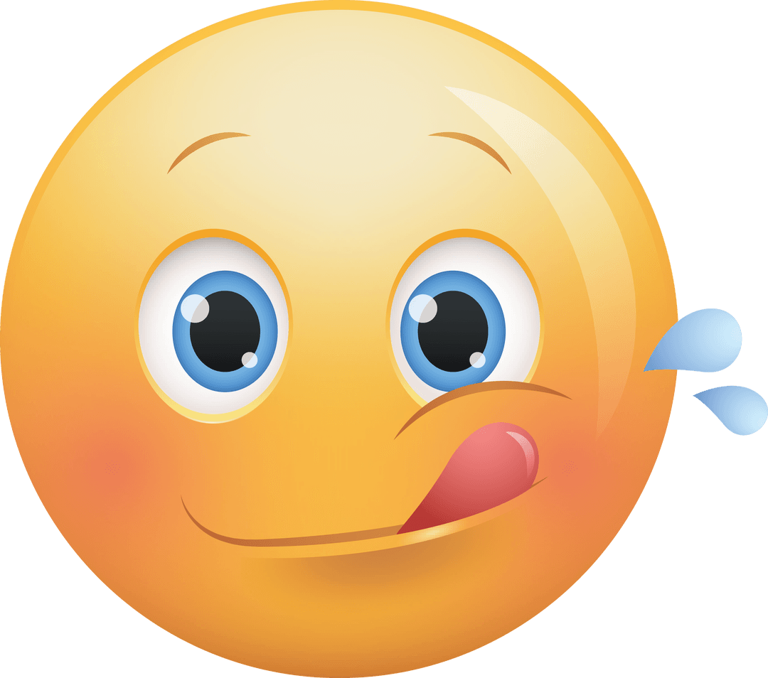 Playful Emoji with Tongue on Transparent Background