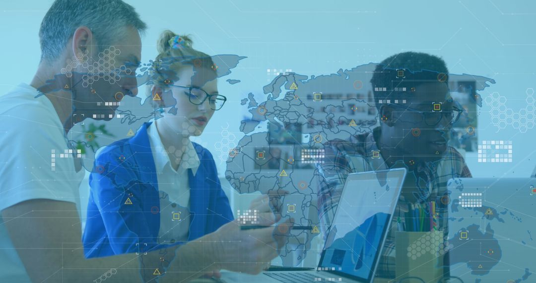 Diverse Team Engaged in Global Data Analysis