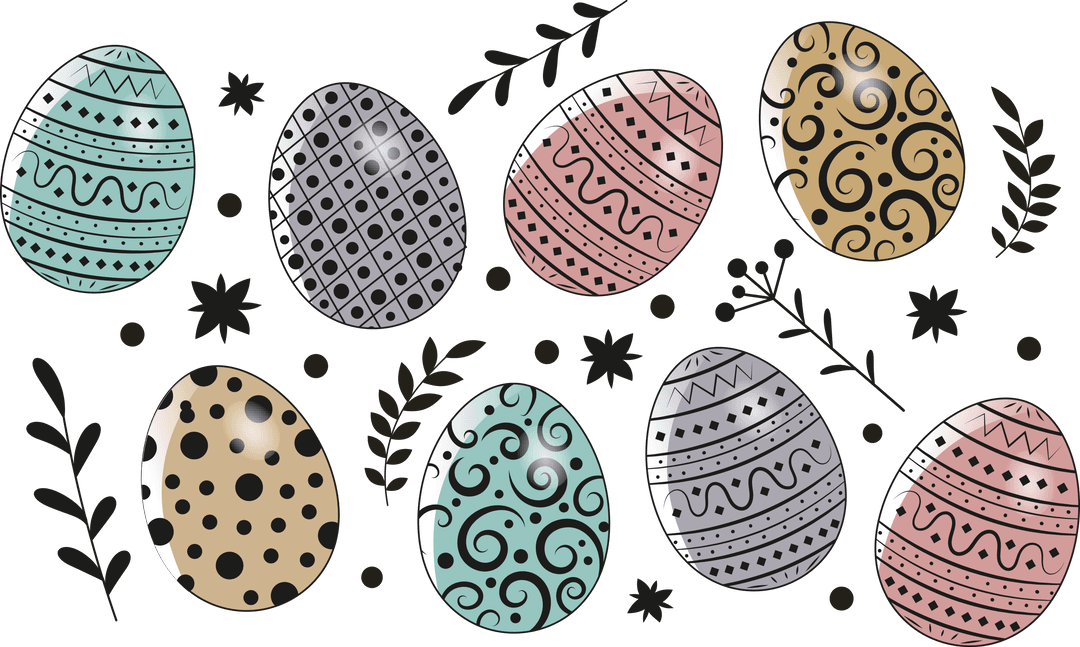 Colorful Transparent Background Vector of Easter Eggs