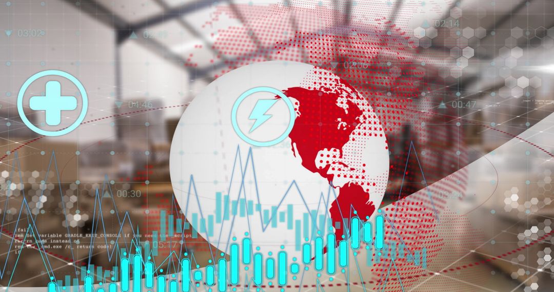 Digital Global Shipping and Financial Data Processing Concept