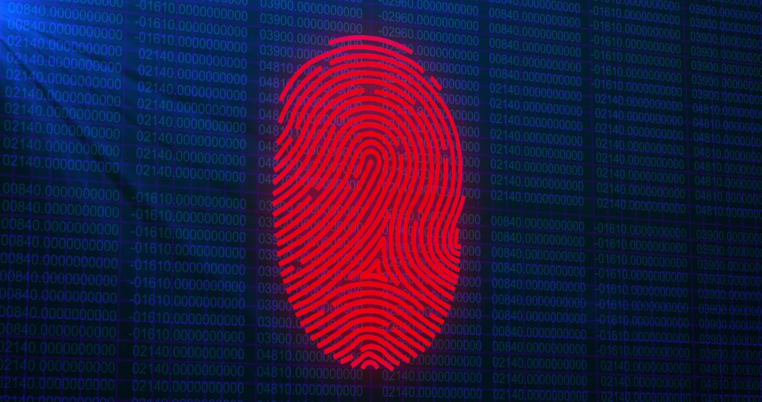 Digital Biometric Fingerprint on Black Cybersecurity Interface