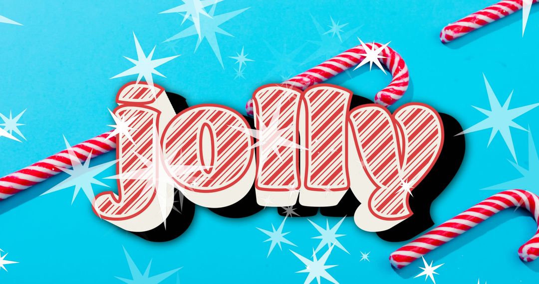 Festive Candy Cane Jolly Text on Blue Background - Free Images, Stock Photos and Pictures on Pikwizard.com