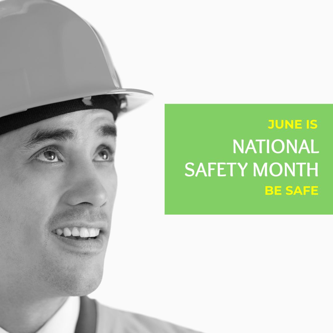 Smiling Worker Wearing Safety Helmet for National Safety Month - Download Free Stock Templates Pikwizard.com