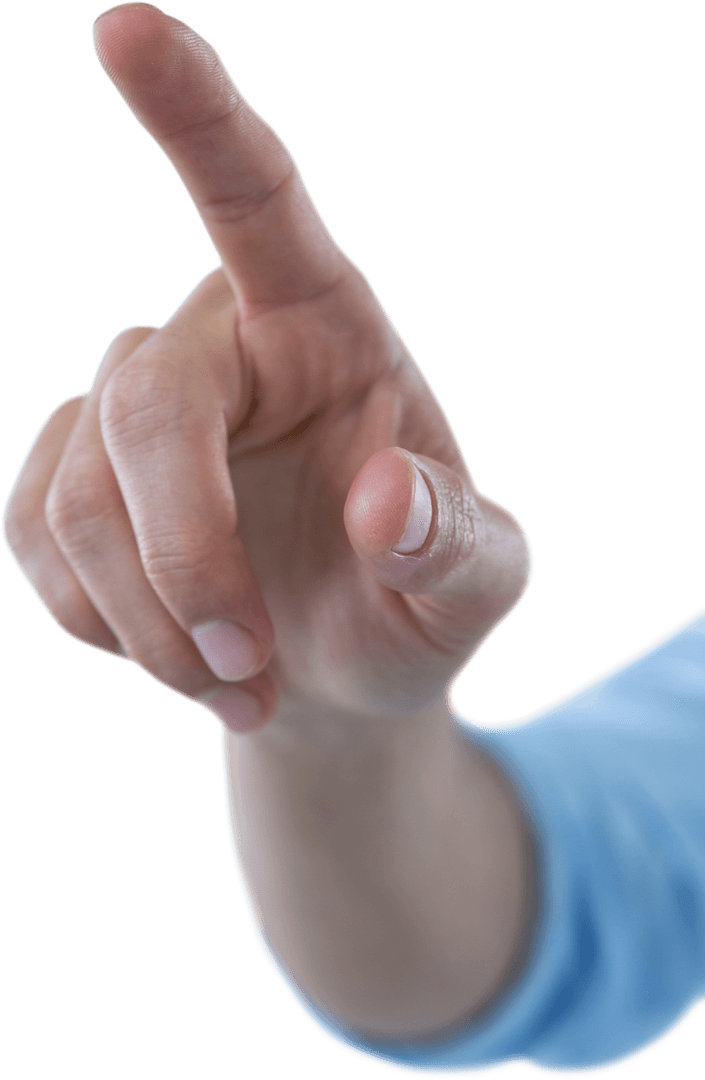 Hand Pretending to Touch Transparent Screen in Gesturing Motion