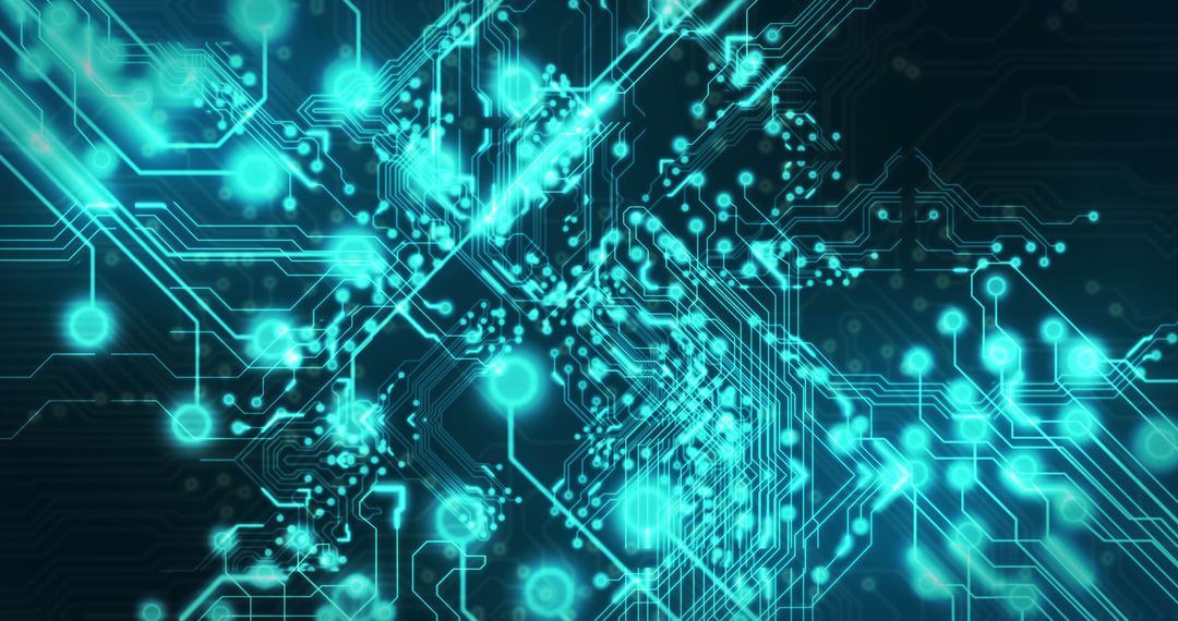 Abstract Glowing Circuit Board Background with Digital Pattern