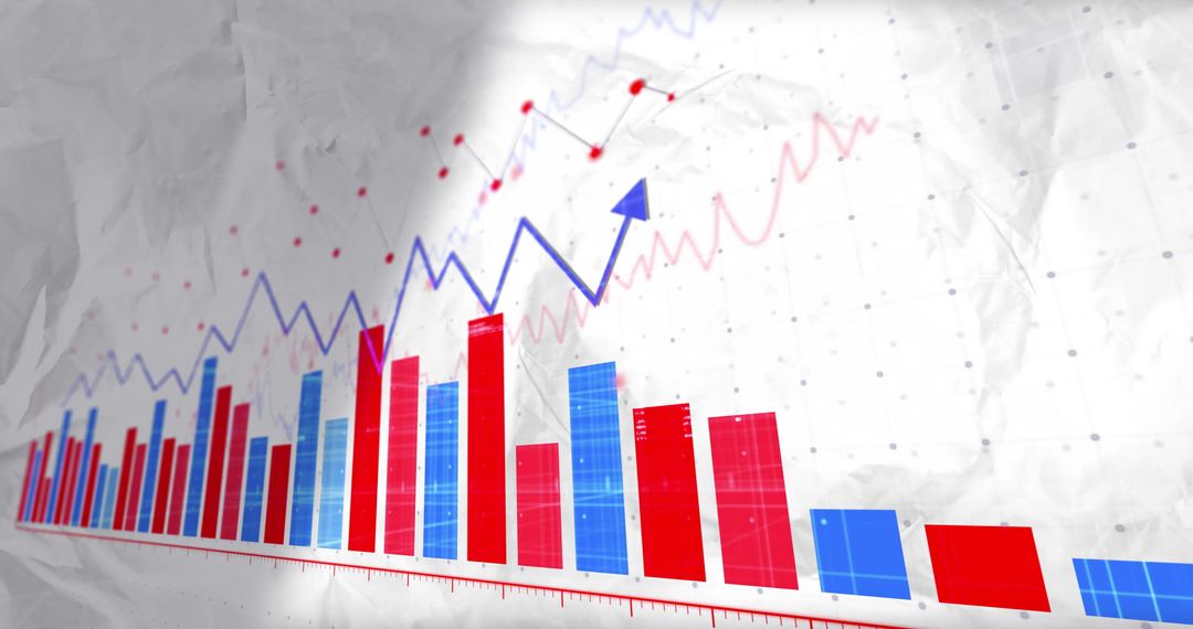 Financial Data Analytics and Trends with Red and Blue Graph