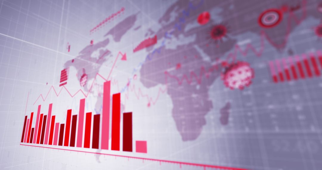 Global Pandemic Analysis with Red Bar Graph and World Map