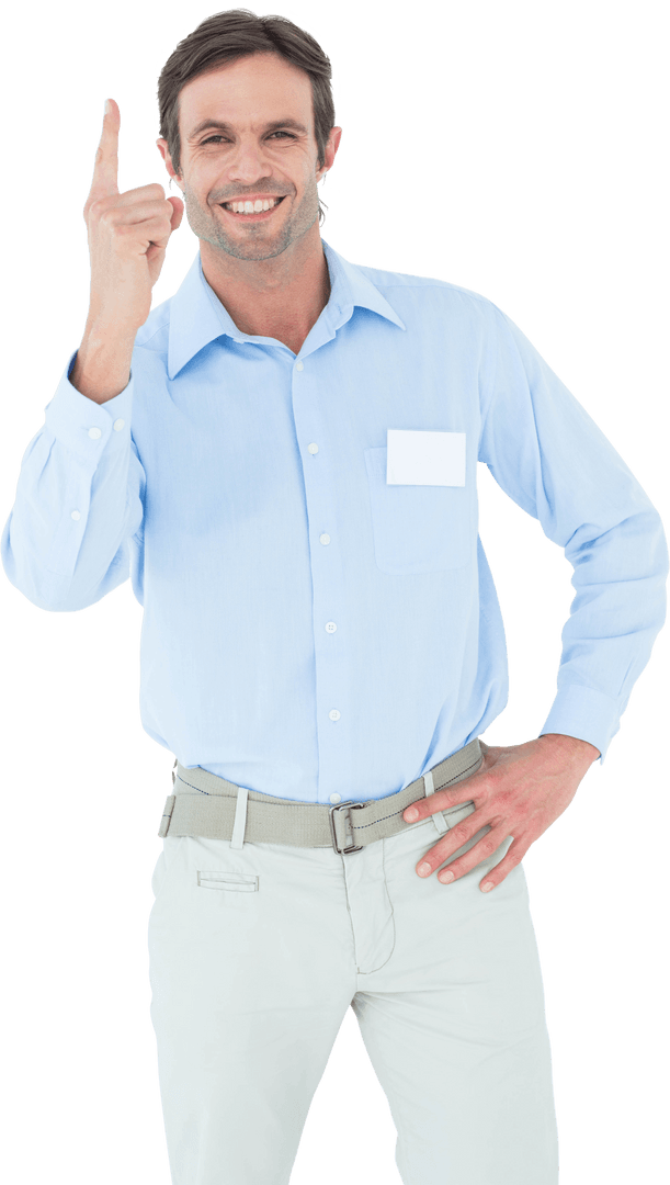 Transparent Confident Businessman Pointing Upwards