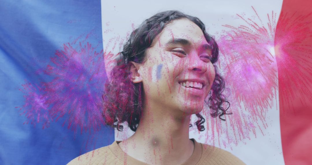 Joyful Non-Binary Individual Celebrating French National Day