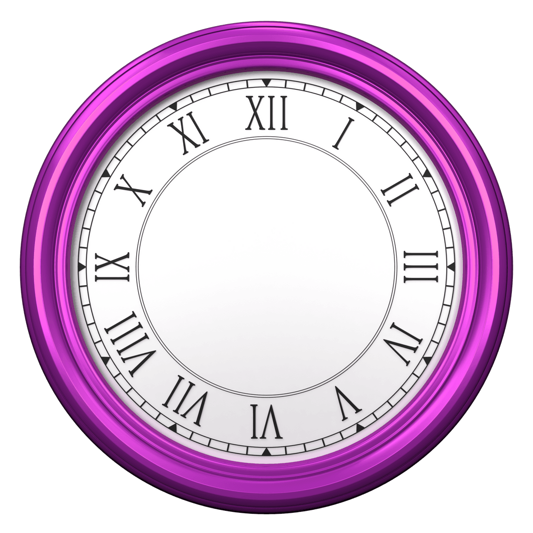 Transparent Pink Wall Clock Roman Numerals Without Hands