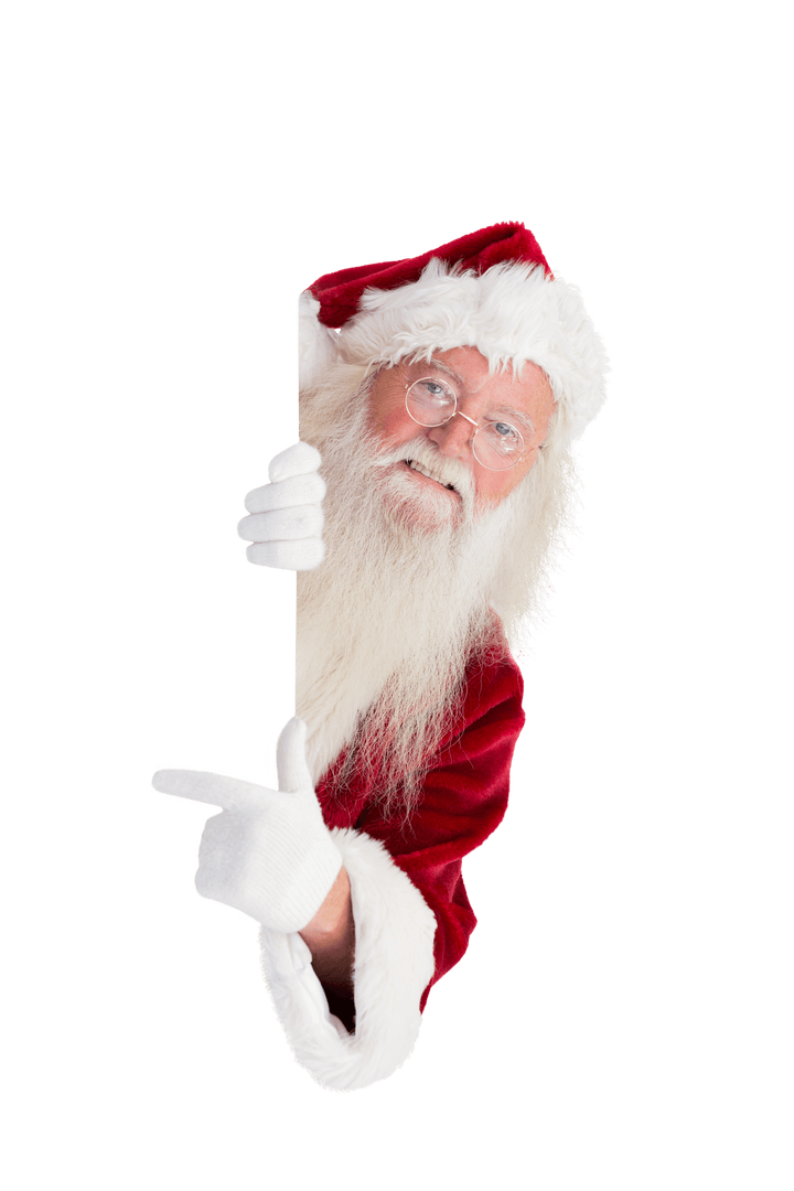 Jolly Santa Claus Pointing Presenting Transparent Copy Space