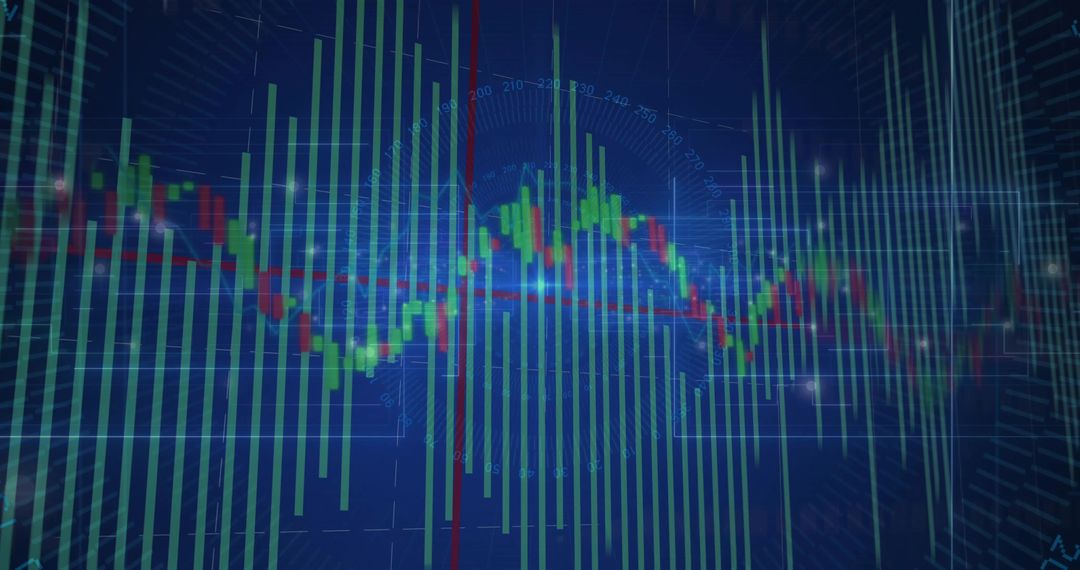Futuristic Financial Dashboard with Bar and Candlestick Patterns