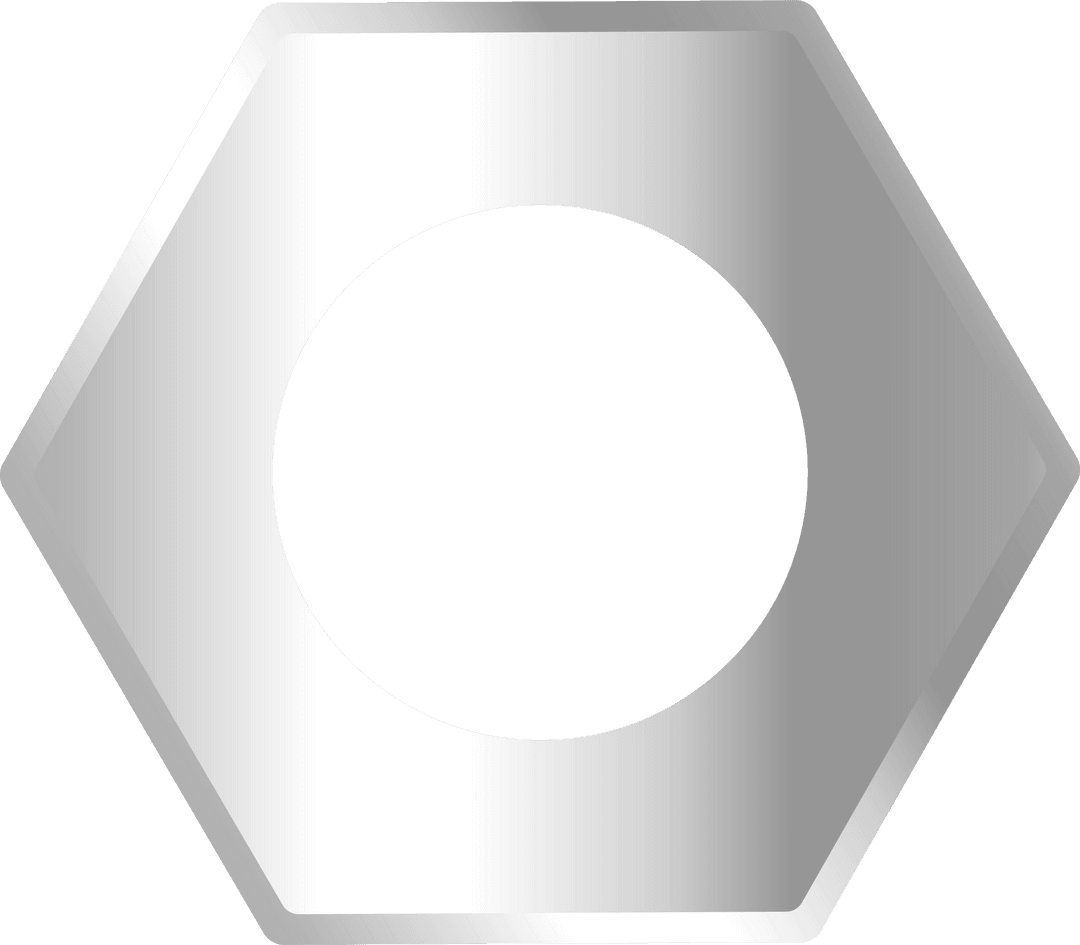 Shiny Hexagonal Nut with Transparent Background for Engineering