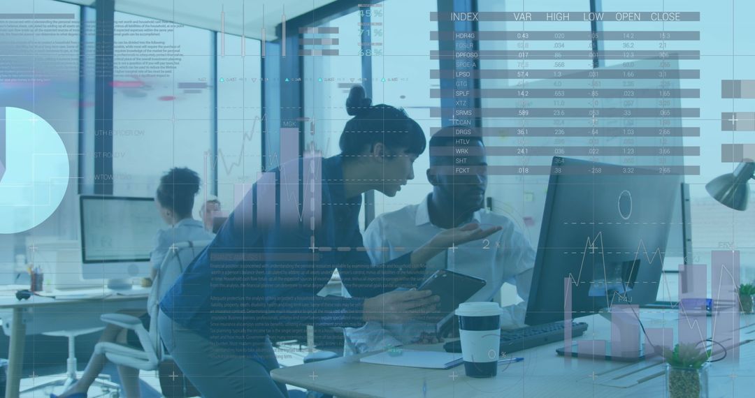 Diverse Team Collaborates in High-Tech Office Environment