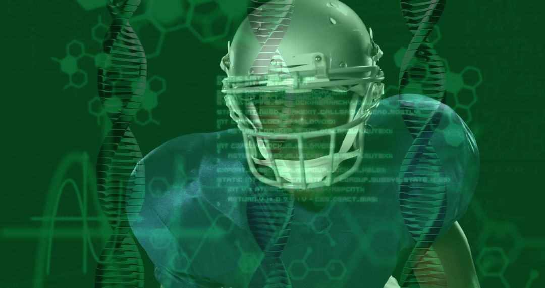 Futuristic Athlete with Bioengineering DNA Science Technology
