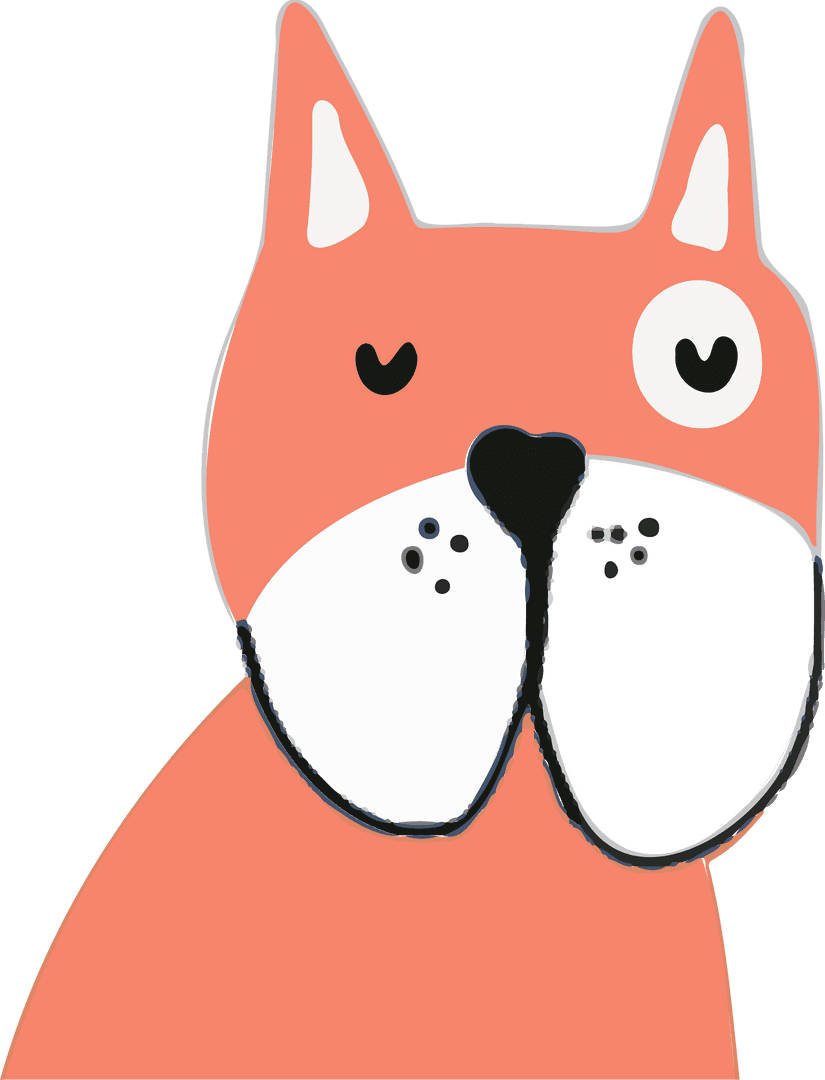 Transparent Flat Design Cartoon Orange Dog Mascot Winking