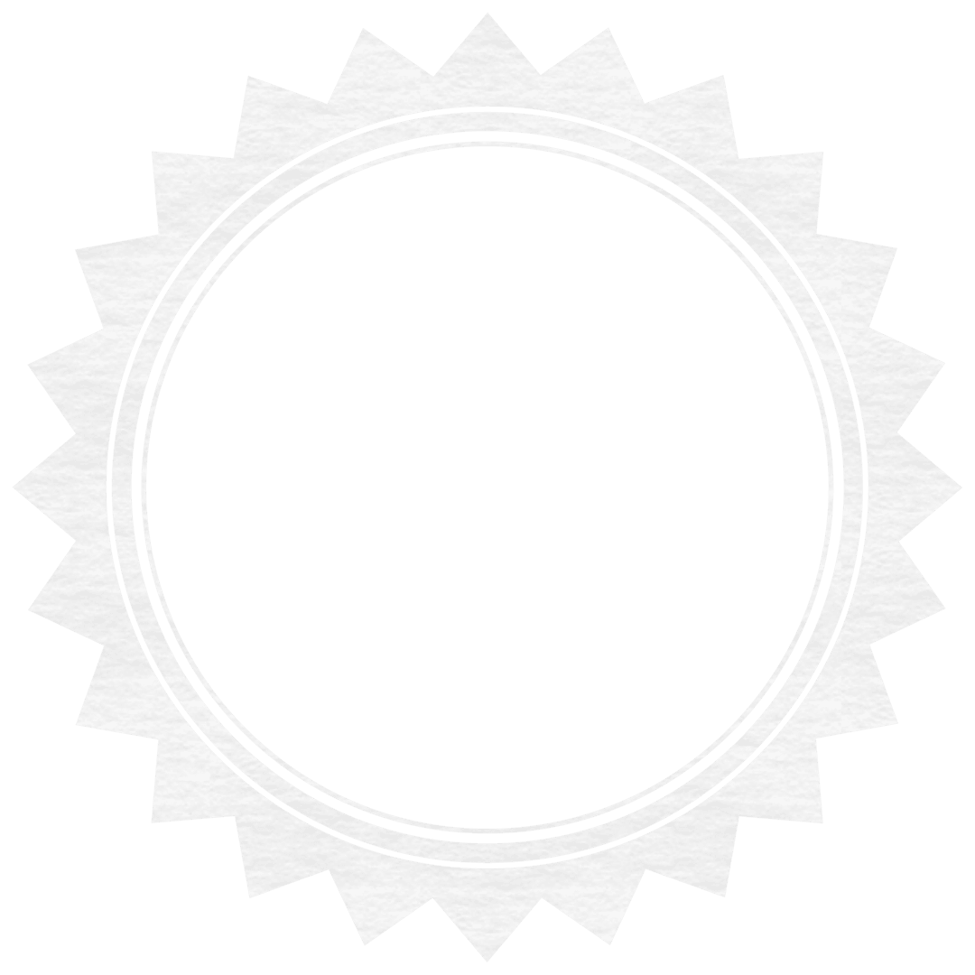 White Circular Stamp Design with Transparent Background