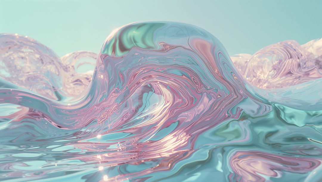 Surreal Pastel Wave Sculpture with Glossy Patterns