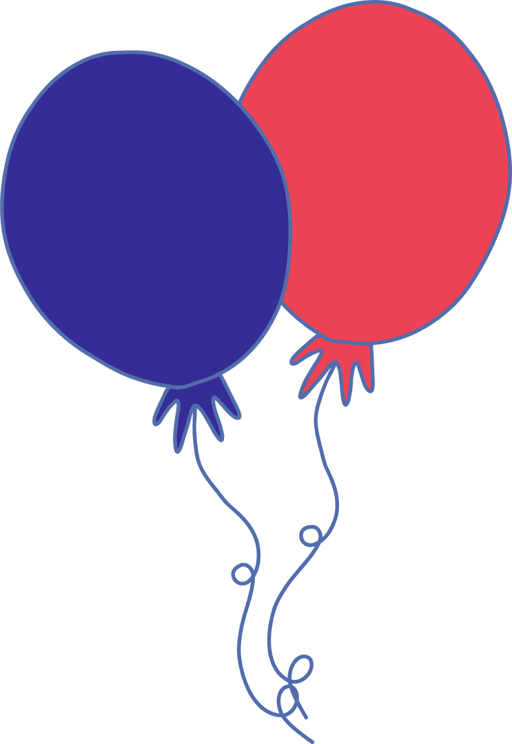 Colorful Cartoon Balloons with Curls on Transparent Background