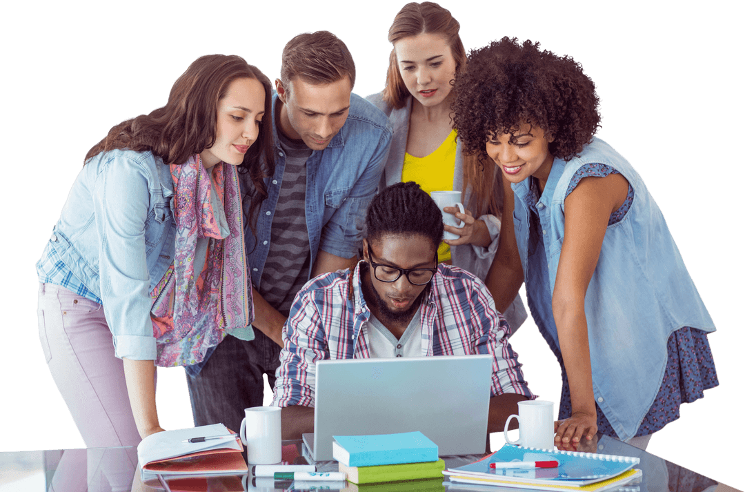 Transparent Diverse Team Collaborating on Project