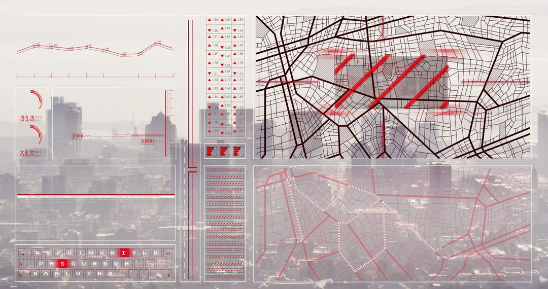 Futuristic City Data Interface and Analytics Overlay
