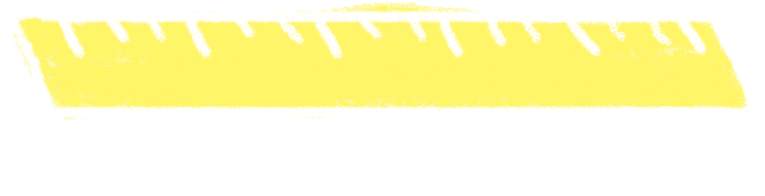 Yellow Chalk Ruler Sketch on Transparent Background