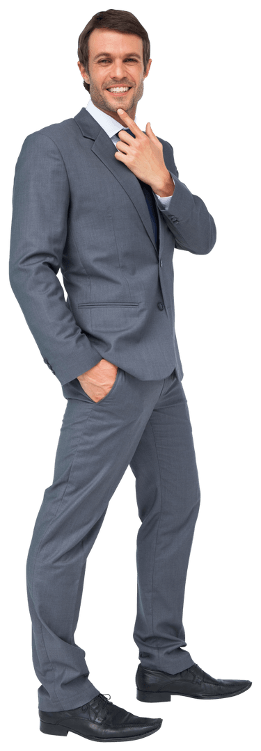 Smiling Caucasian Businessman Standing On Transparent Background