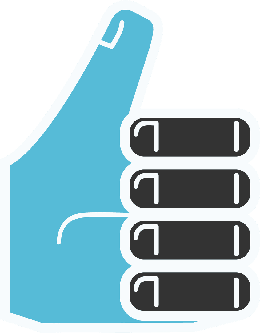 Digital Thumbs Up Icon on Transparent Background Vector