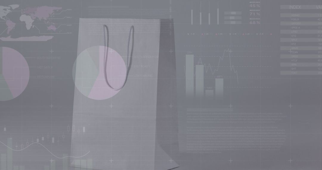 Shopping Bag with Financial Graphs and Data Visualization