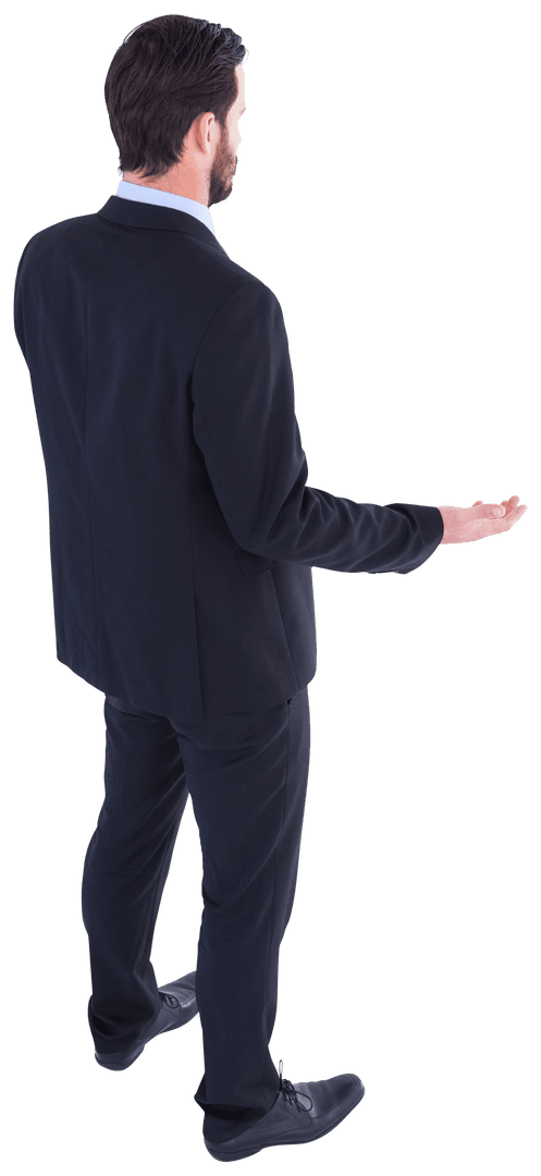 Transparent Businessman Gesturing with Open Hands