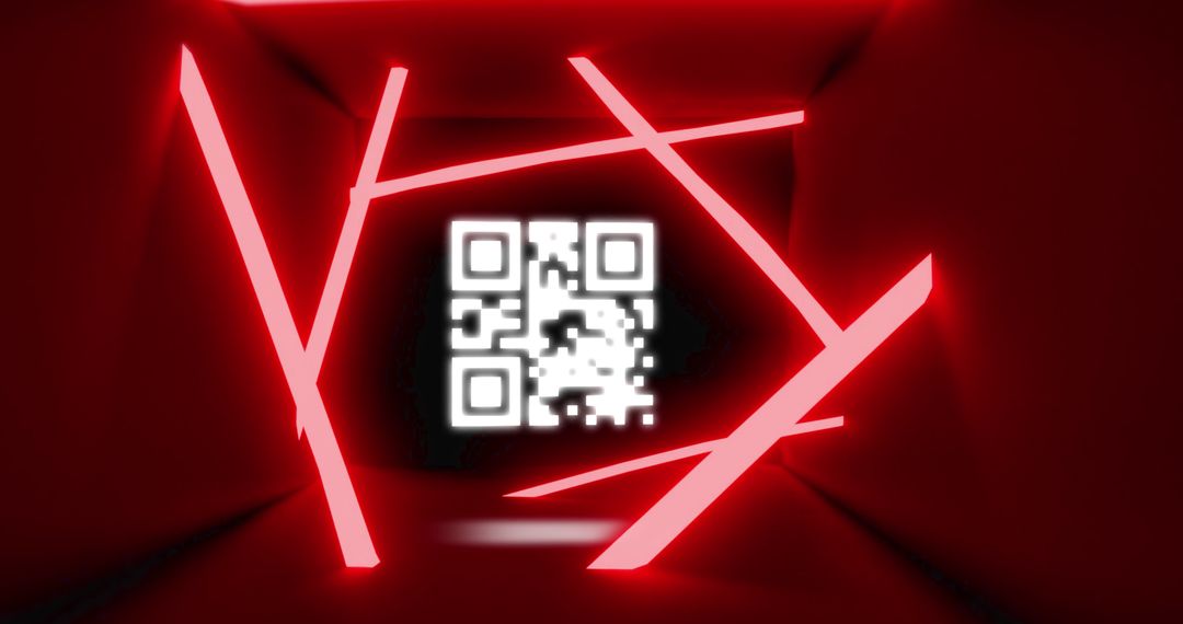 Futuristic QR Code with Red Neon Lights