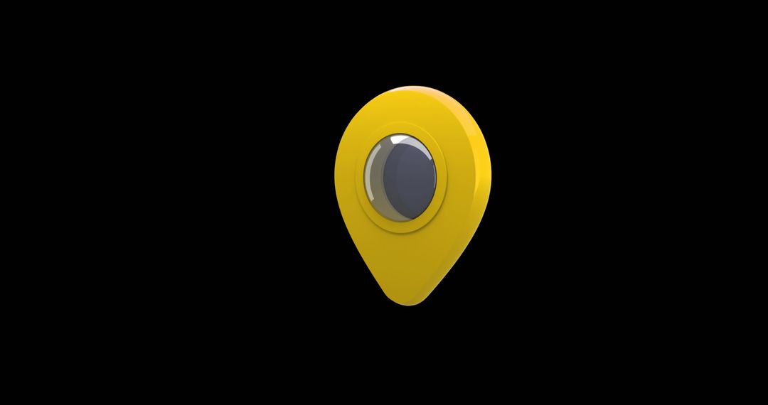 Yellow Map Pin Icon on Black Background