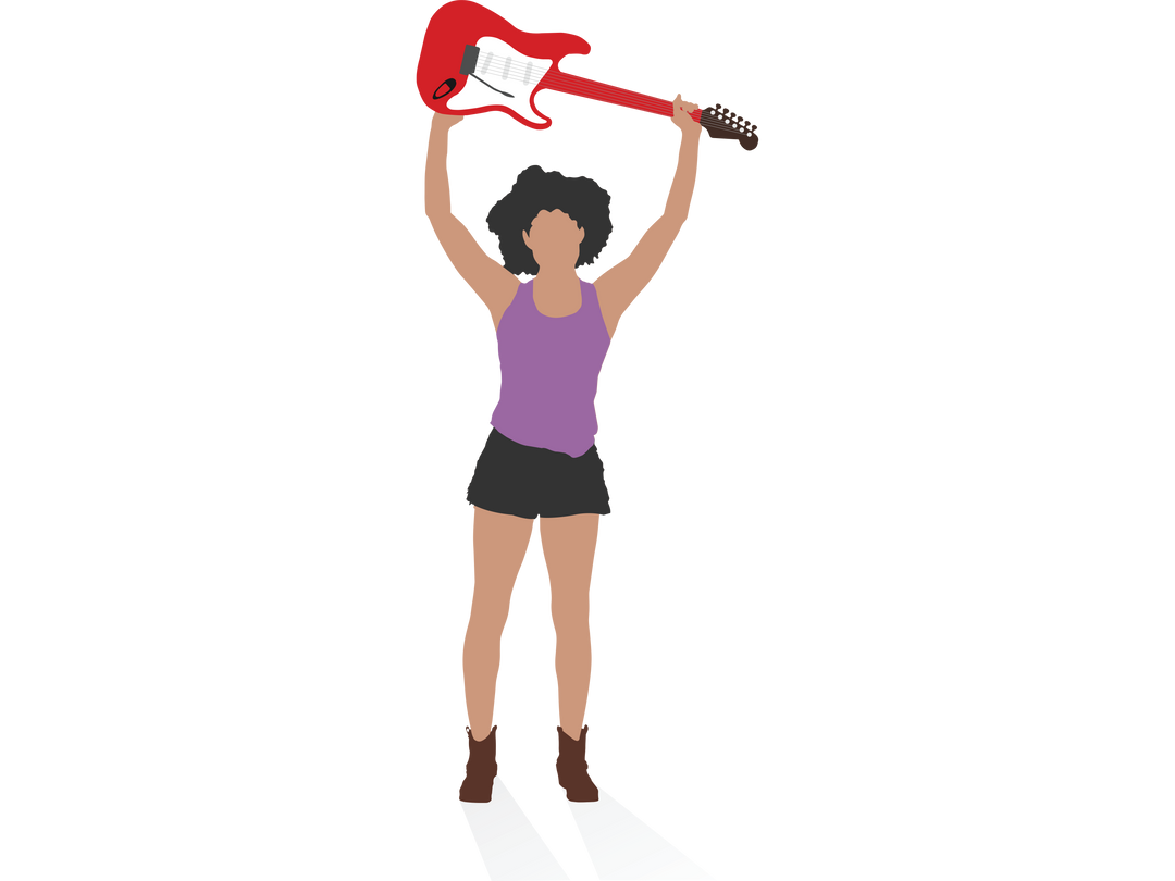 Transparent Digital PNG of Woman Lifting Guitar, Music and Entertainment Illustration - Download Free Stock Images Pikwizard.com