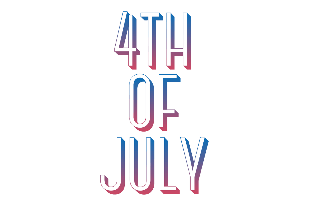 Bold 4th of July Typography on Transparent Background