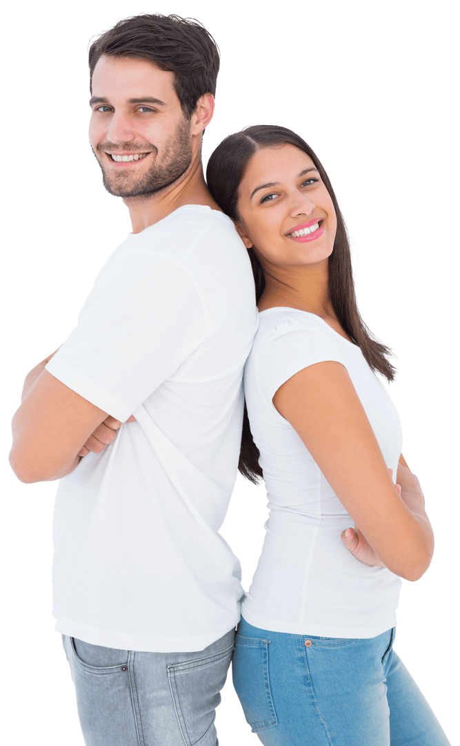 Smiling Couple with Relaxed Pose and Transparent Background