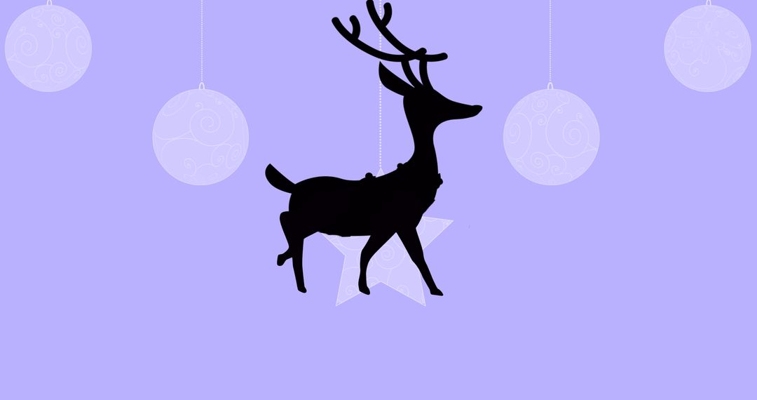 Reindeer Silhouette with Christmas Ornaments on Purple Background - Free Images, Stock Photos and Pictures on Pikwizard.com